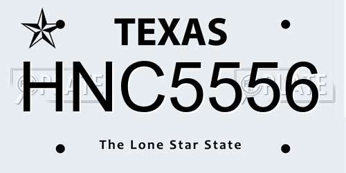 HNC5556 Texas License Plate