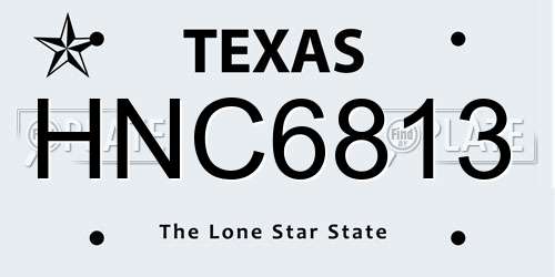 HNC6813 Texas License Plate