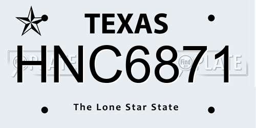 HNC6871 Texas License Plate