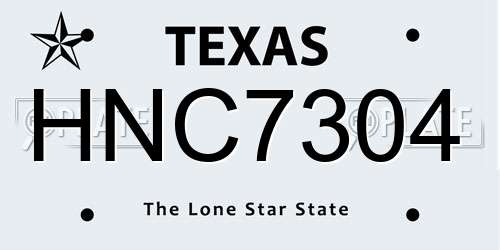 HNC7304 Texas License Plate