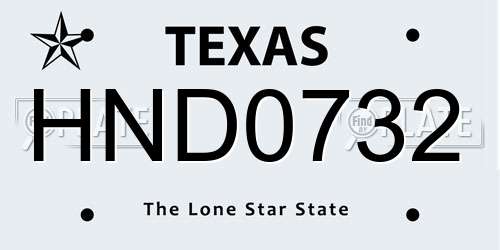 HND0732 Texas License Plate