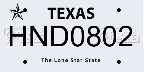 HND0802 Texas License Plate