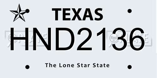 HND2136 Texas License Plate