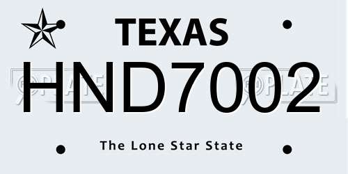 HND7002 Texas License Plate