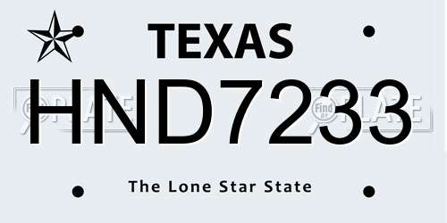 HND7233 Texas License Plate