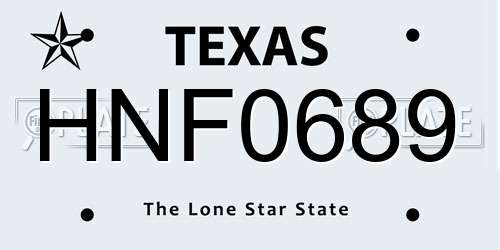HNF0689 Texas License Plate