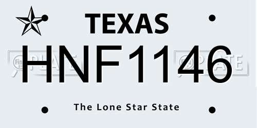 HNF1146 Texas License Plate