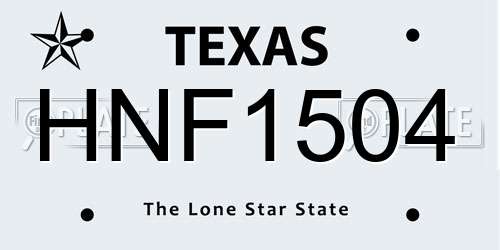 HNF1504 Texas License Plate