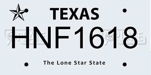 HNF1618 Texas License Plate