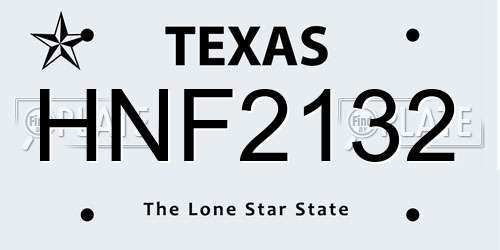 HNF2132 Texas License Plate