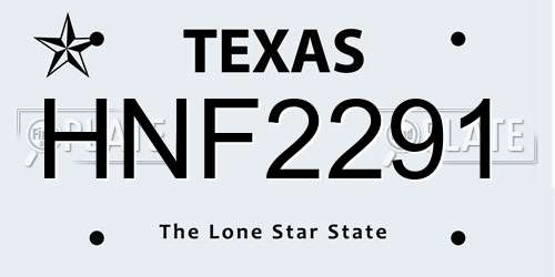 HNF2291 Texas License Plate