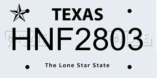 HNF2803 Texas License Plate