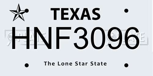 HNF3096 Texas License Plate