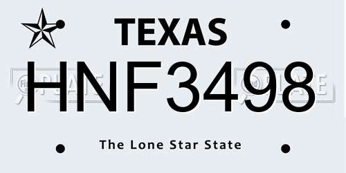 HNF3498 Texas License Plate