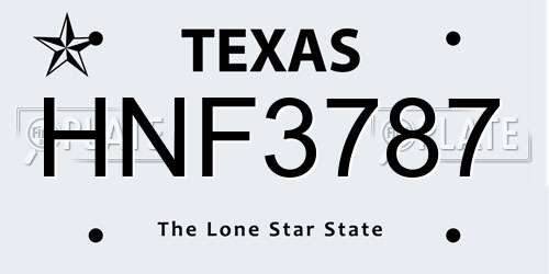 HNF3787 Texas License Plate