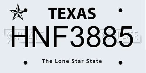 HNF3885 Texas License Plate