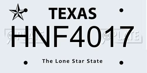 HNF4017 Texas License Plate