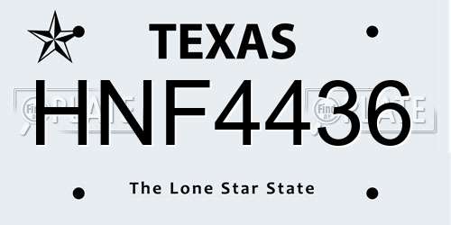 HNF4436 Texas License Plate