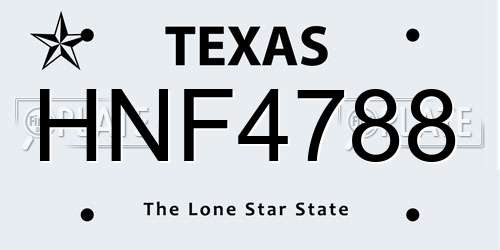 HNF4788 Texas License Plate