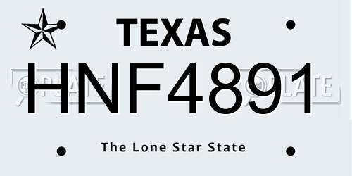 HNF4891 Texas License Plate