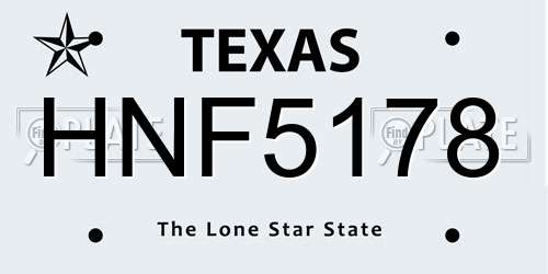 HNF5178 Texas License Plate