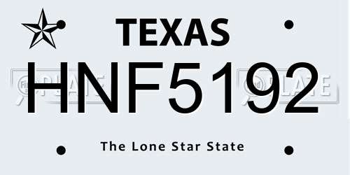 HNF5192 Texas License Plate