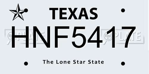 HNF5417 Texas License Plate