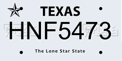 HNF5473 Texas License Plate