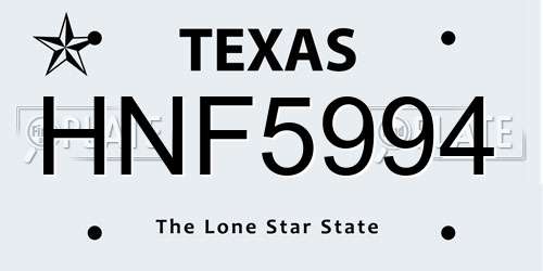 HNF5994 Texas License Plate