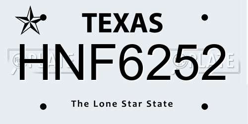 HNF6252 Texas License Plate