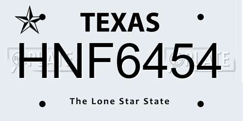 HNF6454 Texas License Plate