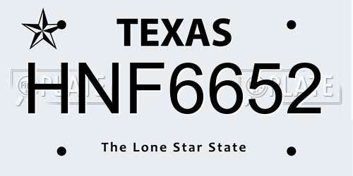 HNF6652 Texas License Plate