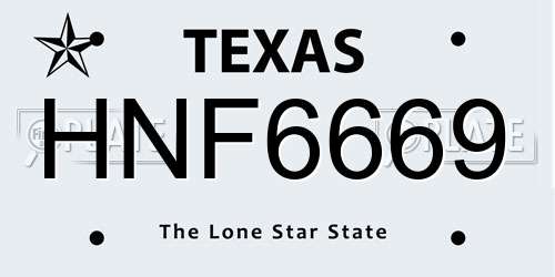 HNF6669 Texas License Plate