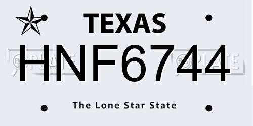 HNF6744 Texas License Plate