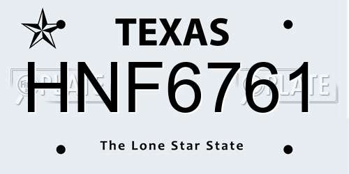 HNF6761 Texas License Plate