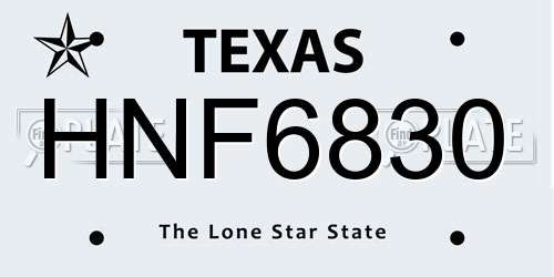 HNF6830 Texas License Plate