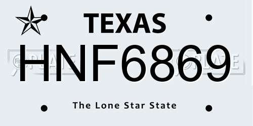 HNF6869 Texas License Plate