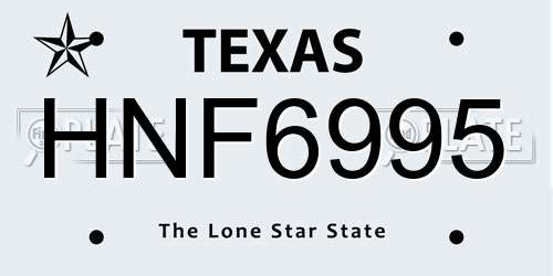 HNF6995 Texas License Plate