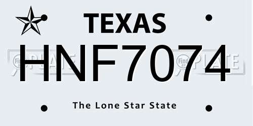 HNF7074 Texas License Plate
