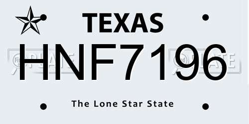 HNF7196 Texas License Plate