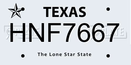 HNF7667 Texas License Plate