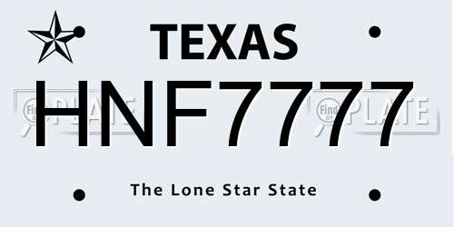 HNF7777 Texas License Plate
