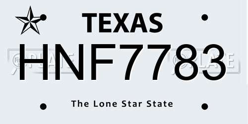 HNF7783 Texas License Plate