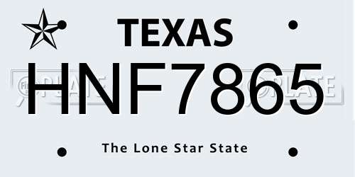 HNF7865 Texas License Plate