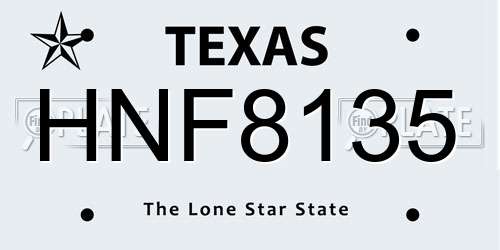 HNF8135 Texas License Plate