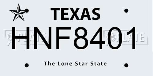 HNF8401 Texas License Plate