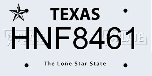 HNF8461 Texas License Plate