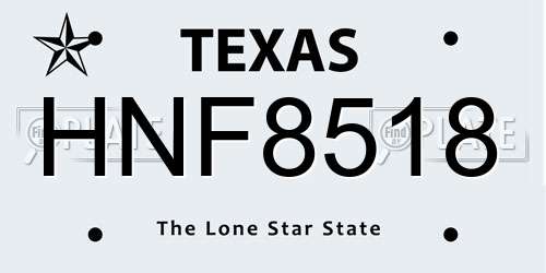 HNF8518 Texas License Plate