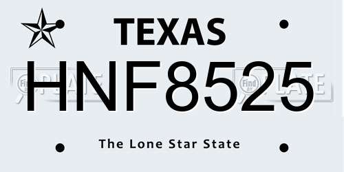 HNF8525 Texas License Plate