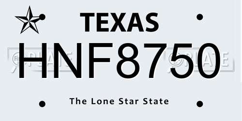 HNF8750 Texas License Plate